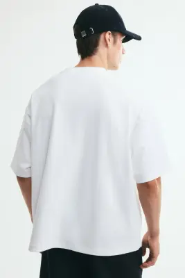 T-shirt Oversized Fit en interlock - Blanc — photo 2