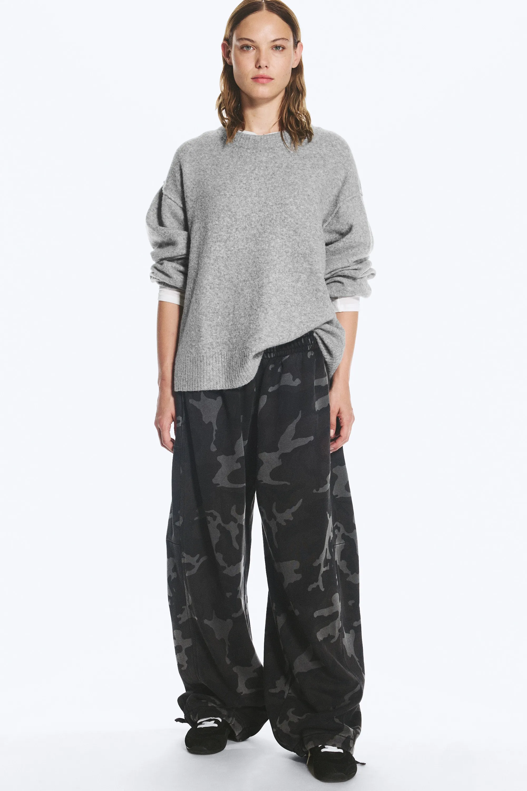 Pull en maille décontracté - Gris chiné