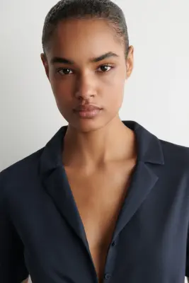 CHEMISE EN JERSEY DE MODAL - BLEU MARINE — photo 3