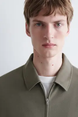 VESTE HARRINGTON EN SERGÉ CONTRECOLLÉ - VERT-GRIS — photo 4