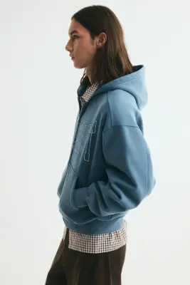 Veste imprimée Oversized Fit avec capuche et zip - Bleu ancien/Westcoast — photo 4