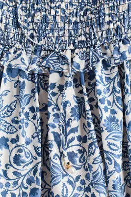 Robe bandeau avec corsage smocké - Bleu/fleuri — photo 4