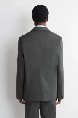 BLAZER SLIM FLOU EN COTON - GRIS FONCÉ — photo 5