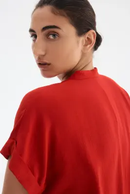 Robe tunique froissée - Rouge vif — photo 3