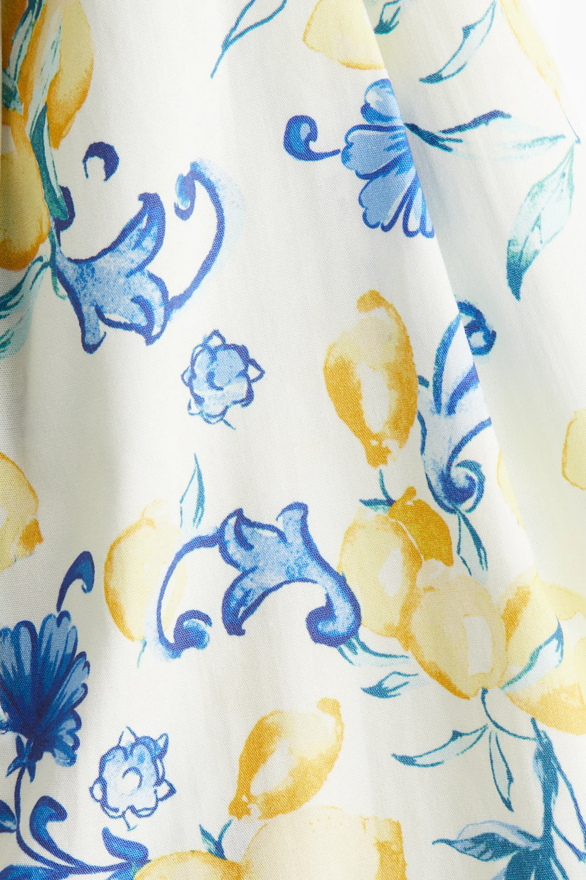 Combi-short en popeline de coton - Blanc/citrons