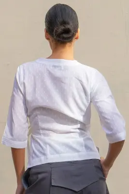 Chemise kimono cache-cœur Plumetis — photo 2