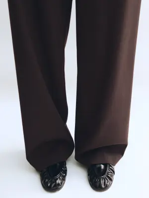 Pantalon tailleur en mélange de laine - Marron — photo 5