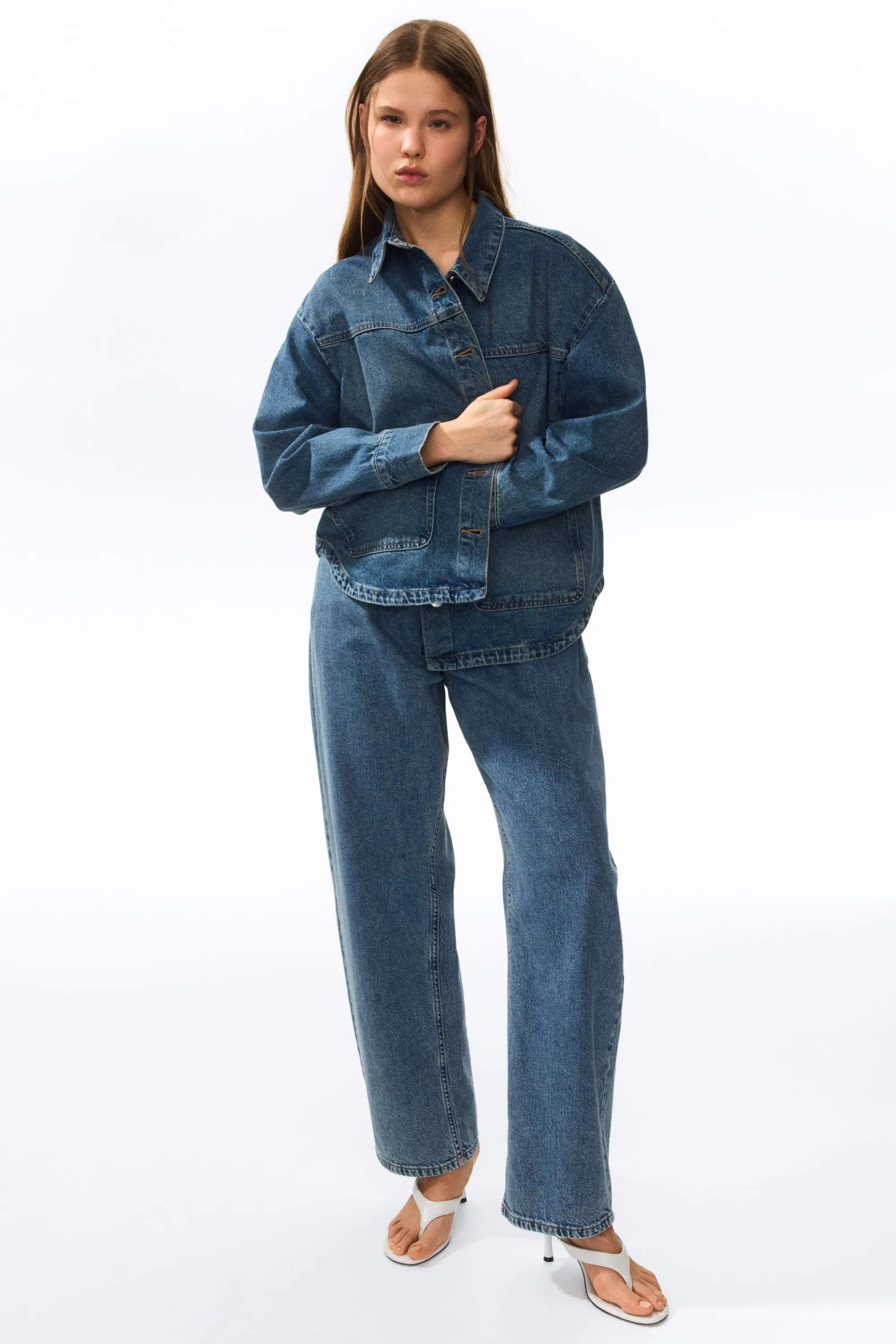 Veste-chemise en twill - Bleu denim