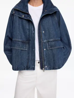 Veste en denim de coton et lyocell - Bleu foncé — photo 3