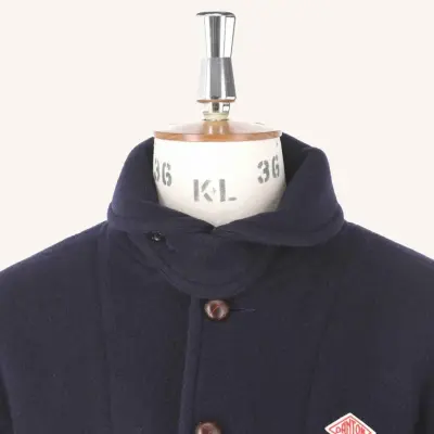 Manteau à col rond en laine - Navy — photo 2