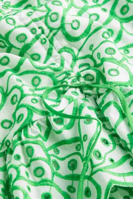 Jupe avec lien de serrage et broderie anglaise - Blanc/vert — photo 2