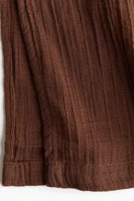 Pantalon en mousseline avec cordon de serrage - Marron — photo 4