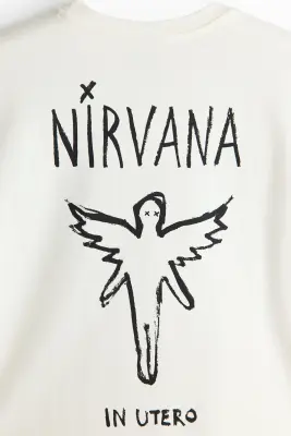 T-shirt imprimé Relaxed Fit en coton - Crème/Nirvana — photo 4