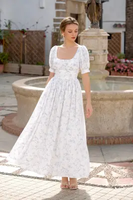 Lacey Maxi Dress - Blue Toile de Jouy Birds — photo 2