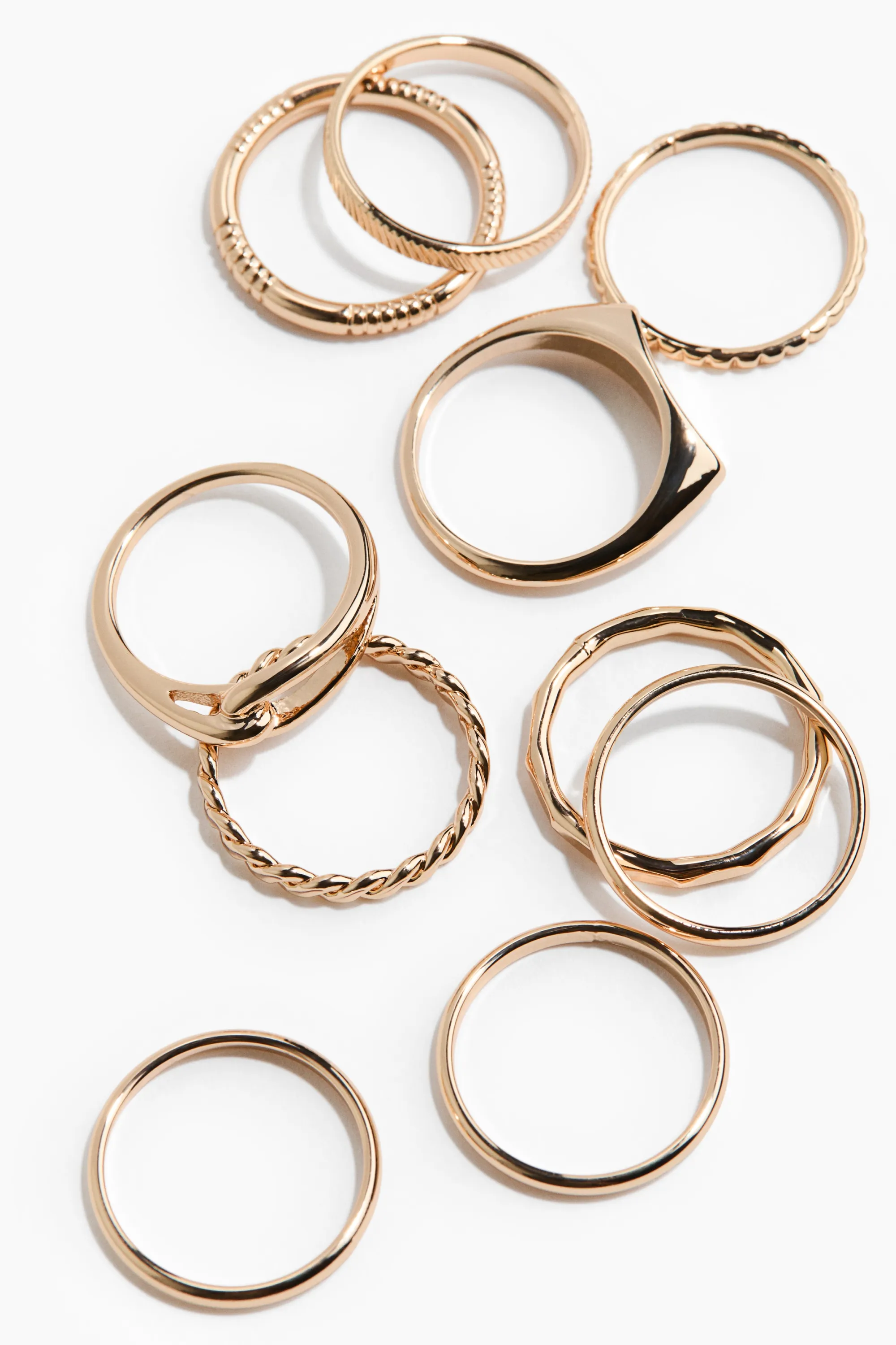 Lot de 10 bagues - Doré