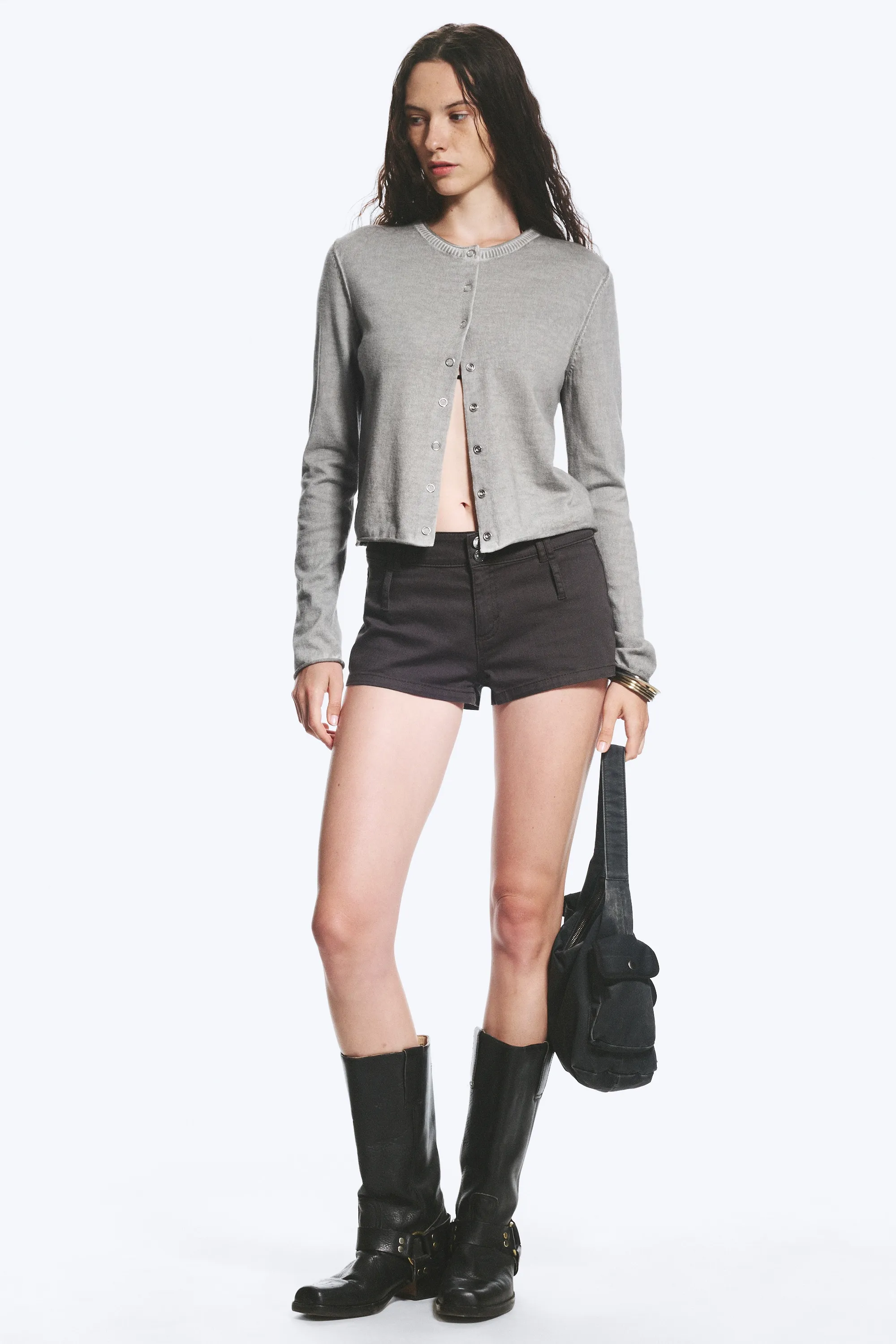 Cardigan ajusté - Gris délavé