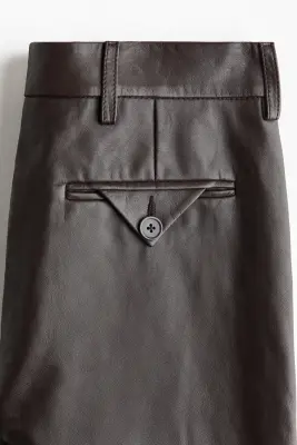 Pantalon en cuir - Marron foncé — photo 5