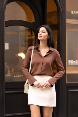 Marley Silk Blouse - Chocolate — photo 3