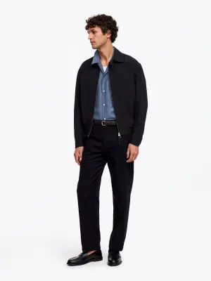 Chemise oversize à col cubain - Bleu orage — photo 1