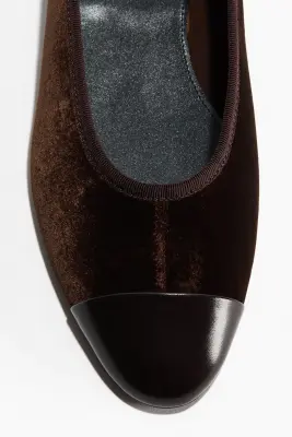 Ballerines en velours - Marron foncé — photo 2