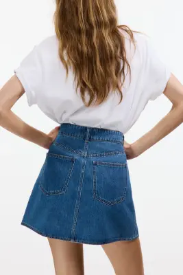 Jupe trapèze en denim - Bleu denim — photo 2