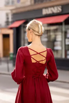 Esther Midi Dress - Bordeaux — photo 4