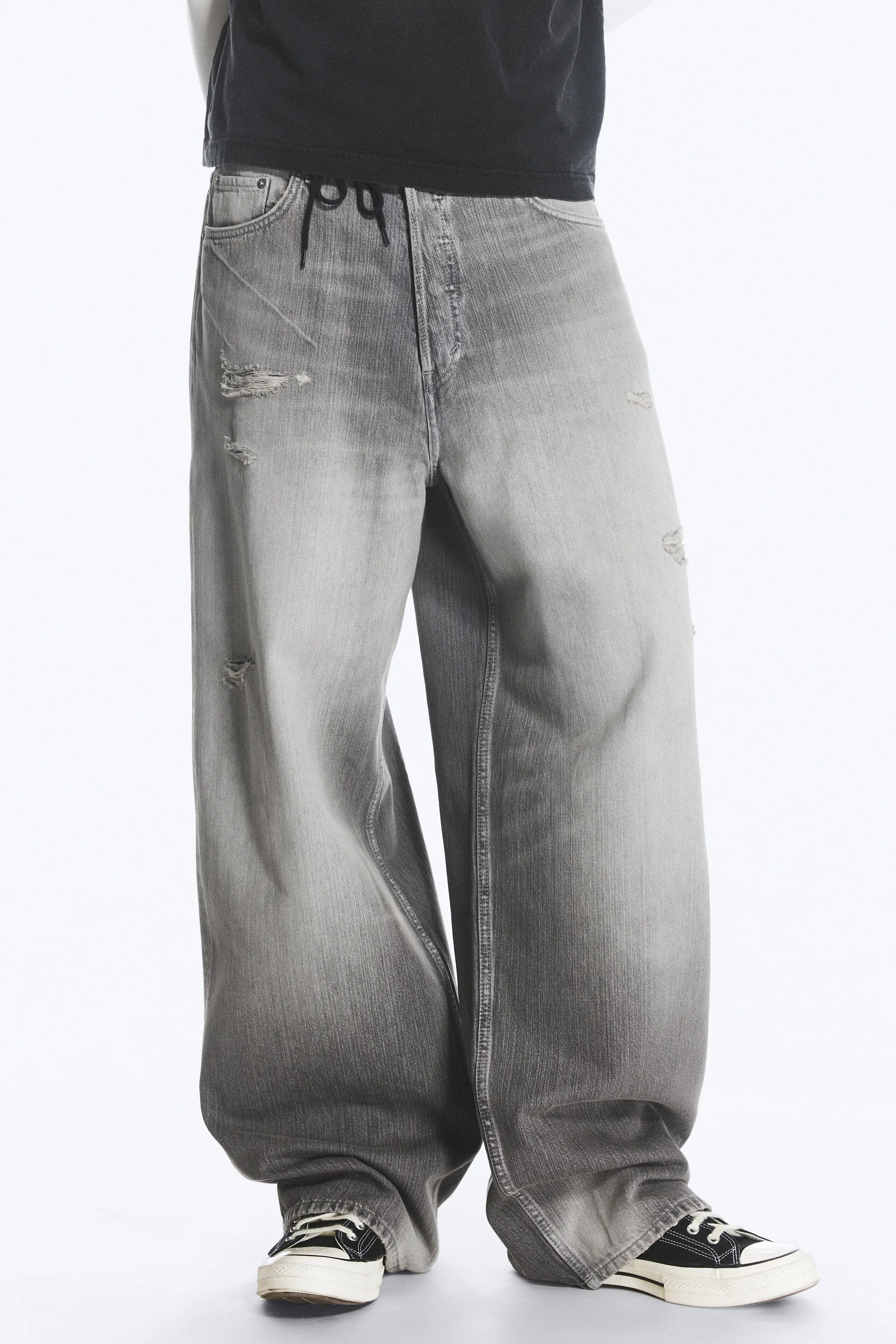 Jean baggy ample taille mi-haute unisexe Astro - Complex Grey – Gris moyen