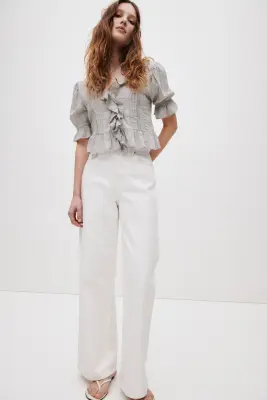 Blouse volantée - Gris clair — photo 1