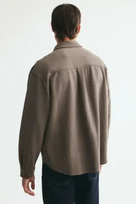 Chemise Relaxed Fit en jersey - Taupe foncé — photo 3