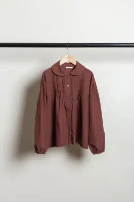 CAWLEY – JAPANESE STRIPE TYPEWRITER COTTON JESSIE SHIRT – BURGUNDY STRIPE — photo 4