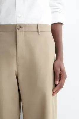 PANTALON CHINO REGULAR DROIT EN COTON - SABLE — photo 3
