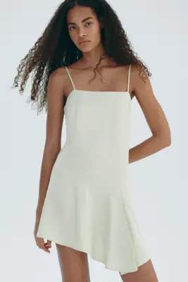 Robe à bretelles fines en satin - Vert pâle — photo 1