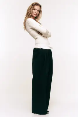 Pantalon en laine mélangée - Noir — photo 2
