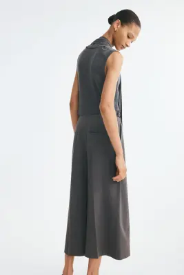 Jupe-culotte plissée - Gris foncé chiné — photo 3