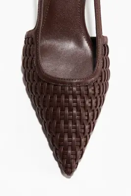 Escarpins à bride arrière avec talon kitten heel - Marron foncé — photo 2