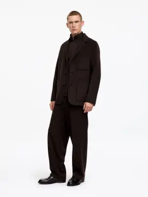 Blazer en laine double face - Marron foncé — photo 3