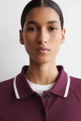 POLO EN COTON À BORDURES CONTRASTÉES - BORDEAUX — photo 3