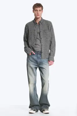 Chemise Structurée Boutonnée À Manches Longues - Noir/Gris à carreaux — photo 1