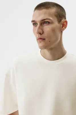 T-shirt Oversized Fit en scuba - Crème — photo 1