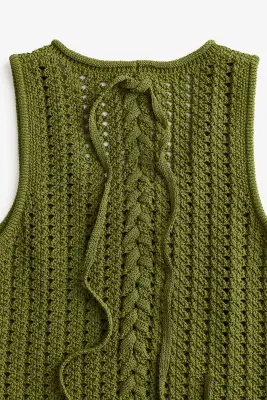 Robe façon crochet - Vert olive — photo 1