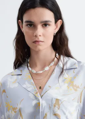 Chemise décontractée oversize - Bleu clair / Motif fleuri — photo 3