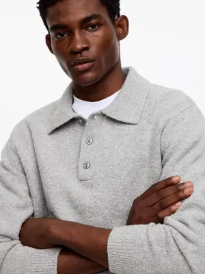 Polo en maille de coton mélangé - gris — photo 3