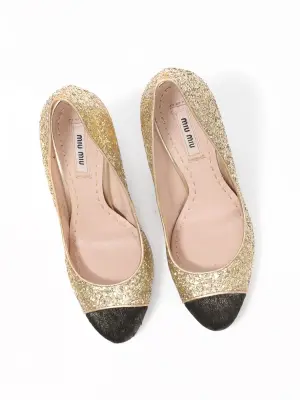 Escarpins bout rond noir et paillettes glitters doré Prix boutique 980€ Taille 37 — photo 4