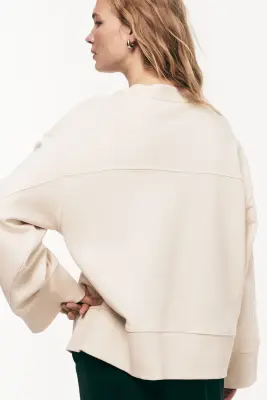 Sweat oversize en coton - Beige clair — photo 3