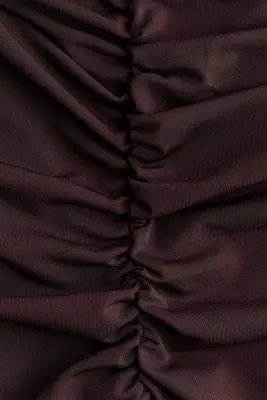 Gathered strappy dress - Marron foncé — photo 3