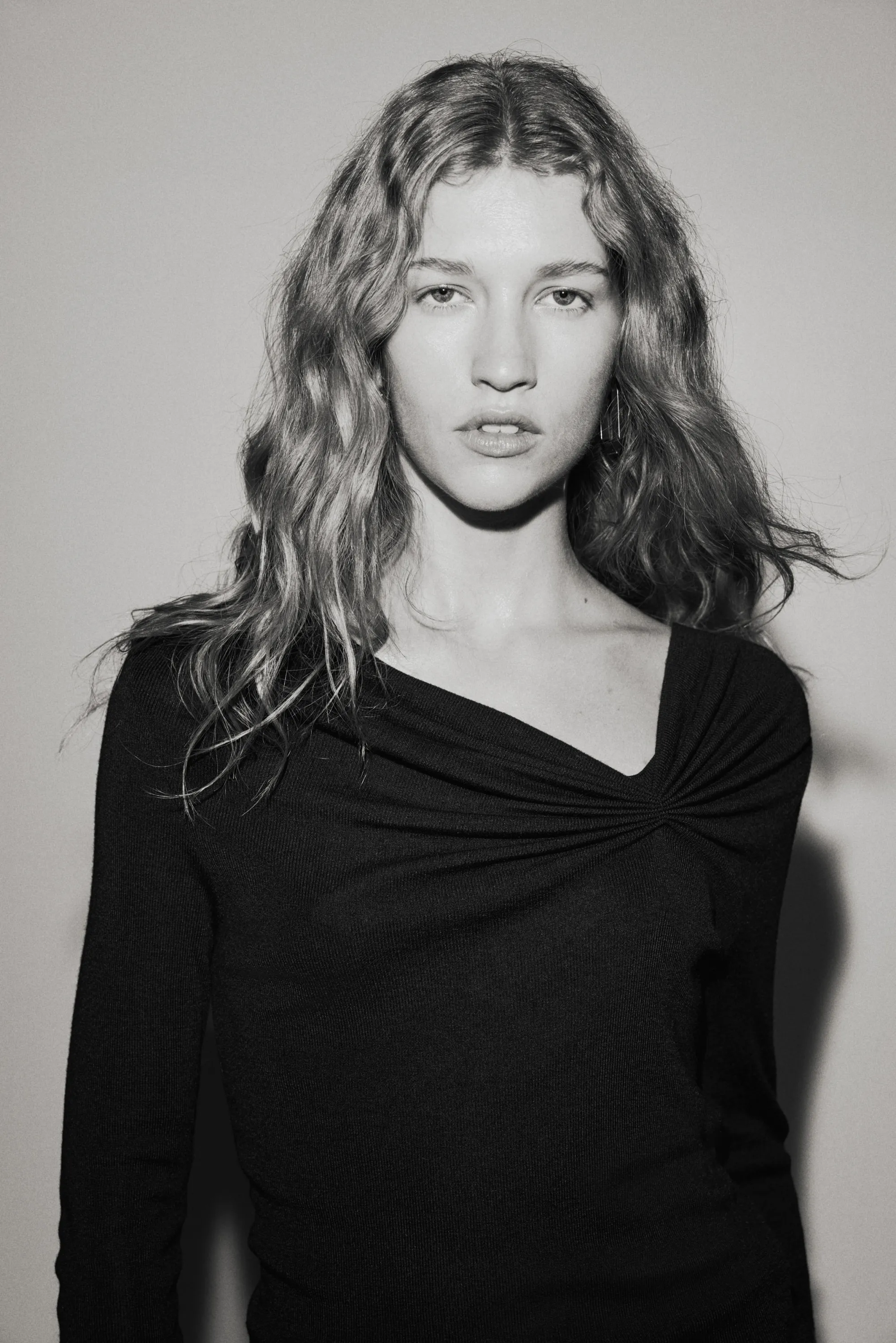 Top à effet drapé en viscose mélangée - Noir