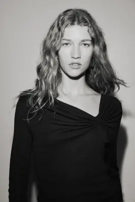 Top à effet drapé en viscose mélangée - Noir — photo 1