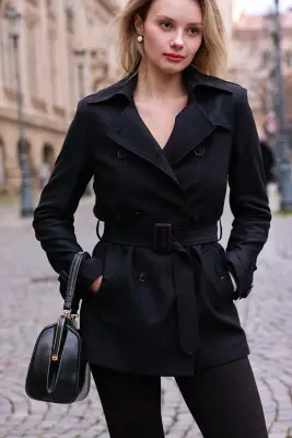 Leanne Short Trench Coat - Black — photo 3