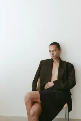 Jupe en jersey à effet drapé - Marron foncé — photo 2