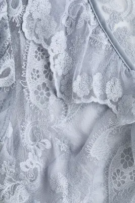 Blouse brodée à volants - Bleu clair — photo 5